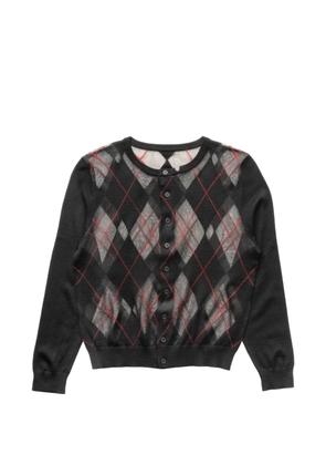 Spencer Badu argyle-pattern mesh cardigan - Black