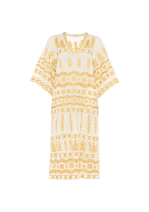 ERES Luxuriance embroidered V-neck midi dress - Neutrals