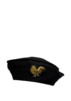 Christian Dior Pre-Owned Rooster-embellished beret hat - Black