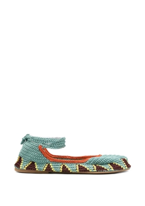 KASHURA crochet ankle-tie ballet flats - Blue