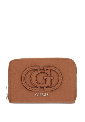 GUESS USA logo zip wallet - Brown