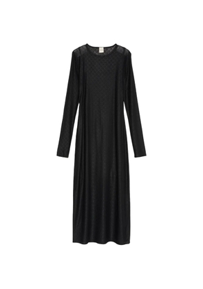 Calvin Klein monogram-pattern long-sleeve midi dress - Black