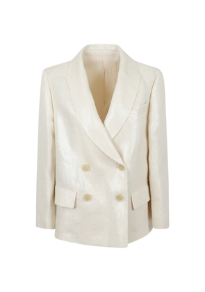 Brunello Cucinelli double-breasted metallic-finish blazer - Neutrals