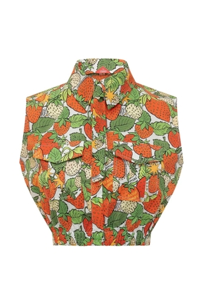 alessandro enriquez strawberry-print cropped shirt - Red