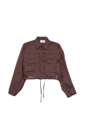 Isabelle Blanche cropped drawstring-hem shirt - Brown