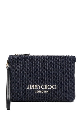 Jimmy Choo woven logo-print clutch bag - Blue