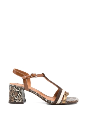 Chie Mihara Liluce snakeskin-effect T-bar sandals - Brown