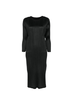 Pleats Please Issey Miyake plissé-effect long-sleeve midi dress - Black