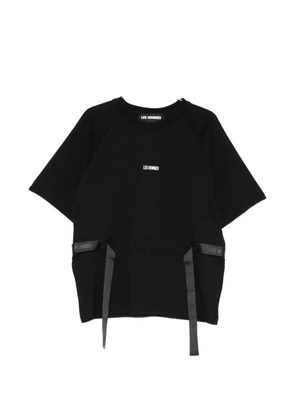 LES HOMMES logo-embroidered T-shirt - Black