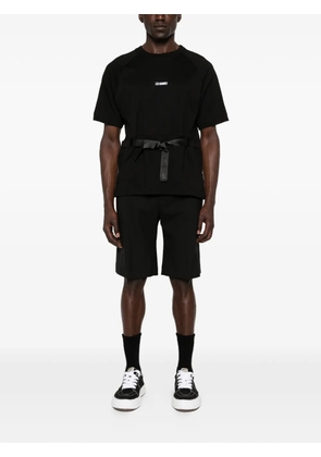 LES HOMMES logo-embroidered T-shirt - Black