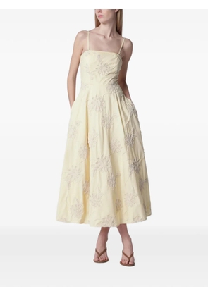 ROTATE BIRGER CHRISTENSEN floral-embroidered midi dress - Yellow