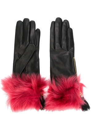 Prada fur trim gloves - Black
