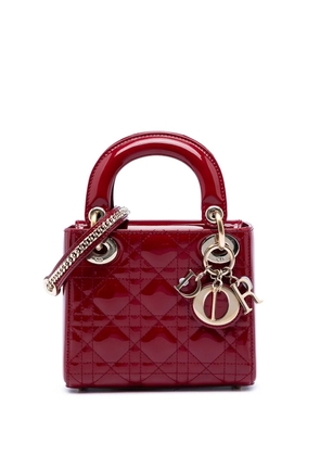 Christian Dior Pre-Owned 2018 Mini Patent Cannage Lady Dior satchel - Red