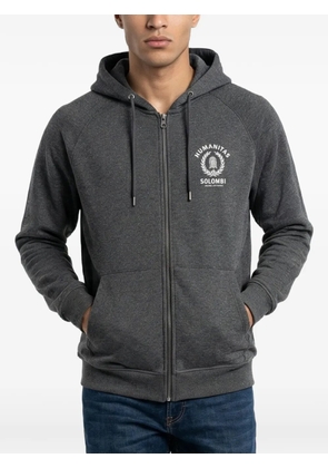 Brunello Cucinelli logo-print zip-up cashmere hoodie - Grey