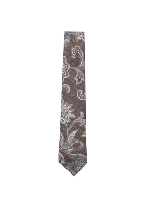 Dell'oglio Martin paisley-pattern slub tie - Brown