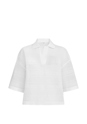 Brunello Cucinelli cotton organza broderie anglaise cropped polo - White
