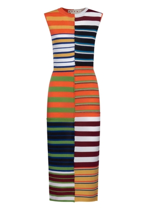 Marni patchwork knitted midi dress - Orange