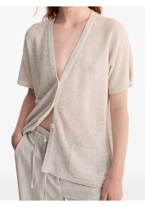BIANCALANCIA sequin-embellished short-sleeve cardigan - Neutrals