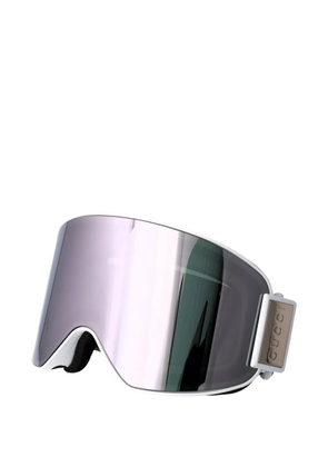 Gucci Eyewear logo-detail mirrored ski googles - White