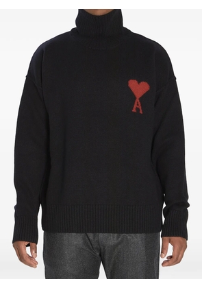 AMI Paris logo turtle-neck sweater - Black