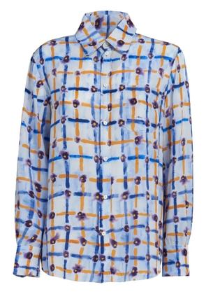Marni mix-print pointed-collar silk shirt - Blue