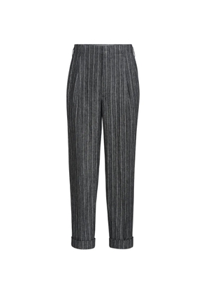 Brunello Cucinelli linen chalk stripe chevron trousers with double pleats - Grey