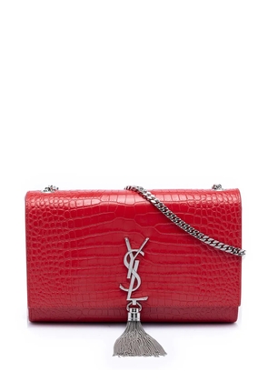 Saint Laurent Pre-Owned 2016 Medium Croc Embossed Leather Kate Tassel crossbody bag - Red