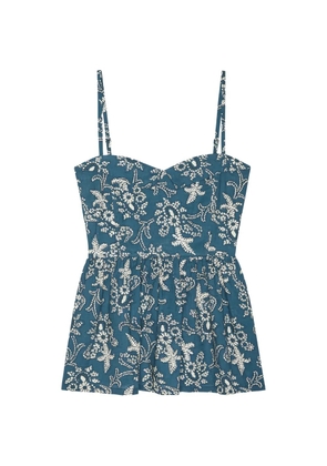 The Great. Verse floral-print peplum top - Blue