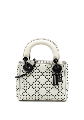 Christian Dior Pre-Owned 2018 Mini Lambskin Cannage Studded Supple Lady Dior satchel - White
