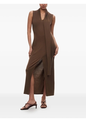 12 STOREEZ Carolyn V-neck midi dress - Brown