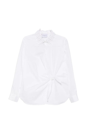 Isabelle Blanche bead-embellished knot-detail shirt - Neutrals