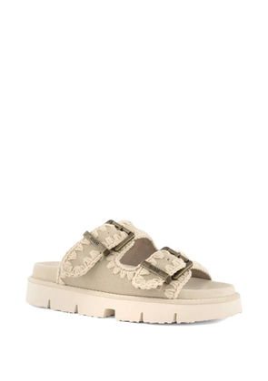 Mou Bio crochet-trim buckle-strap sandals - Neutrals