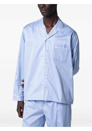 TEKLA striped long-sleeve pajama shirt - Blue