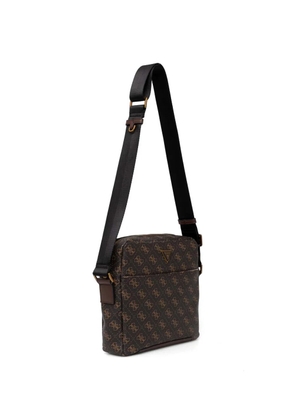 GUESS USA mini Torino monogram-pattern logo-plaque messenger bag - Brown