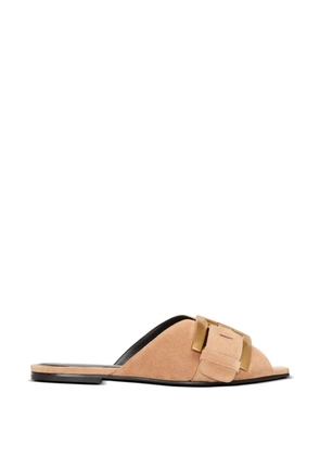 Balmain flat suede leather Anthem mules - Neutrals