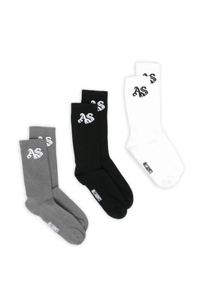 AllSaints logo-knit ribbed socks set (set of three) - Black