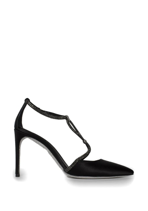 René Caovilla crystal-embellished satin pumps - Black