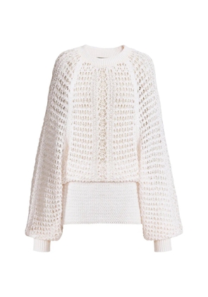 Balmain short crochet lace dress - Neutrals