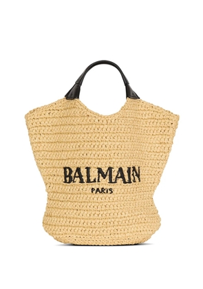 Balmain mini crochet tote bag - Neutrals