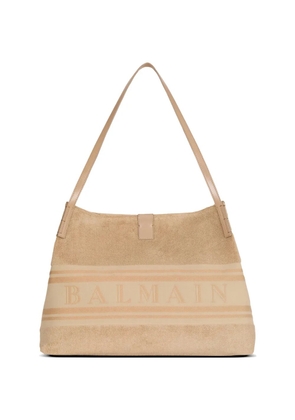 Balmain medium Release tote bag in cotton bouclé - Neutrals