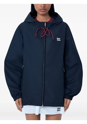 Miu Miu drawstring-hood zip-up jacket - Blue