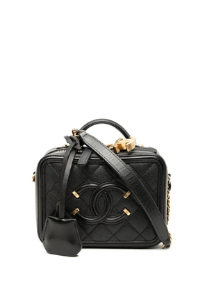 CHANEL Pre-Owned 2018 Small Caviar CC Filigree Vanity Case satchel - Black