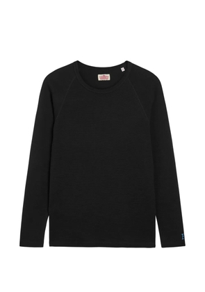 Stretch waffle-knit long-sleeve t-shirt - Black