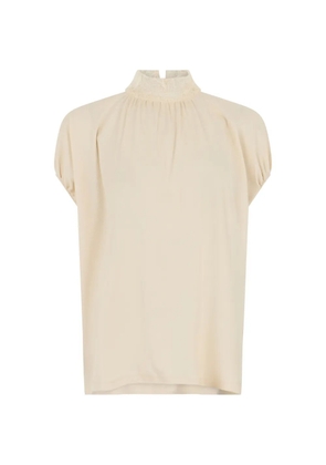Fabiana Filippi lace-collar gathered blouse - Neutrals