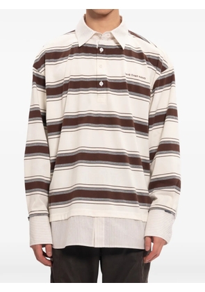 Feng Chen Wang striped layered-detail polo shirt - Neutrals