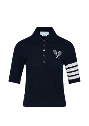 Thom Browne tennis-intarsia polo shirt - Blue