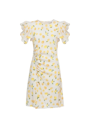 MAR DE MARGARITAS Karin lemon-print ruched mini dress - Neutrals
