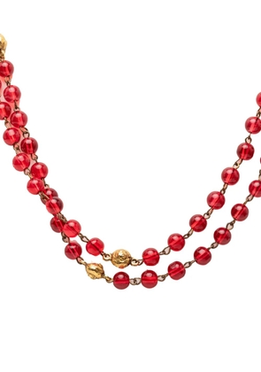 CHANEL Pre-Owned 1970-1980 Gripoix Glass and Gold Plated Long Necklace costume necklace - Red
