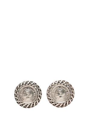 CHANEL Pre-Owned 1997 Silver Plated Medallion Clip On Earrings costume earrings