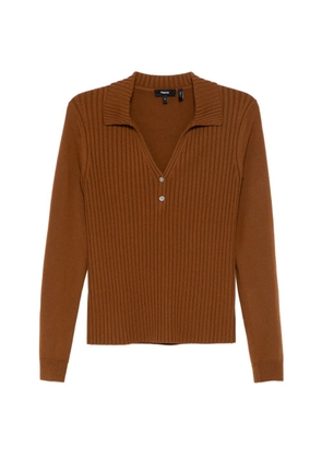 Theory ribbed polo top - Brown